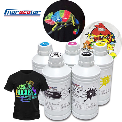 Tinta de impressão de cor branca DTF 1 litro 5 cores CMYK para impressão de transferência
